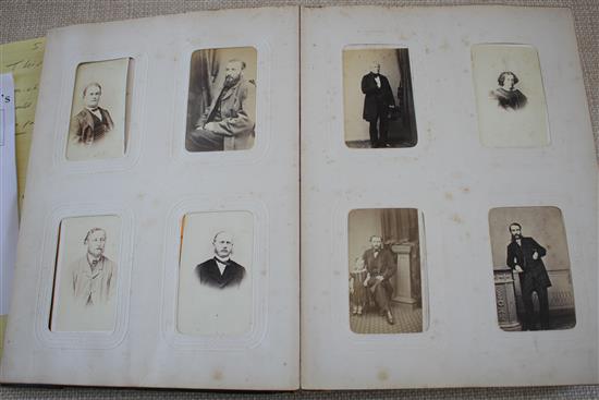 A Victorian photograph album containing 224 cabinet photographs of military figures, politicians, dignitaries, etc., qto, green moroc